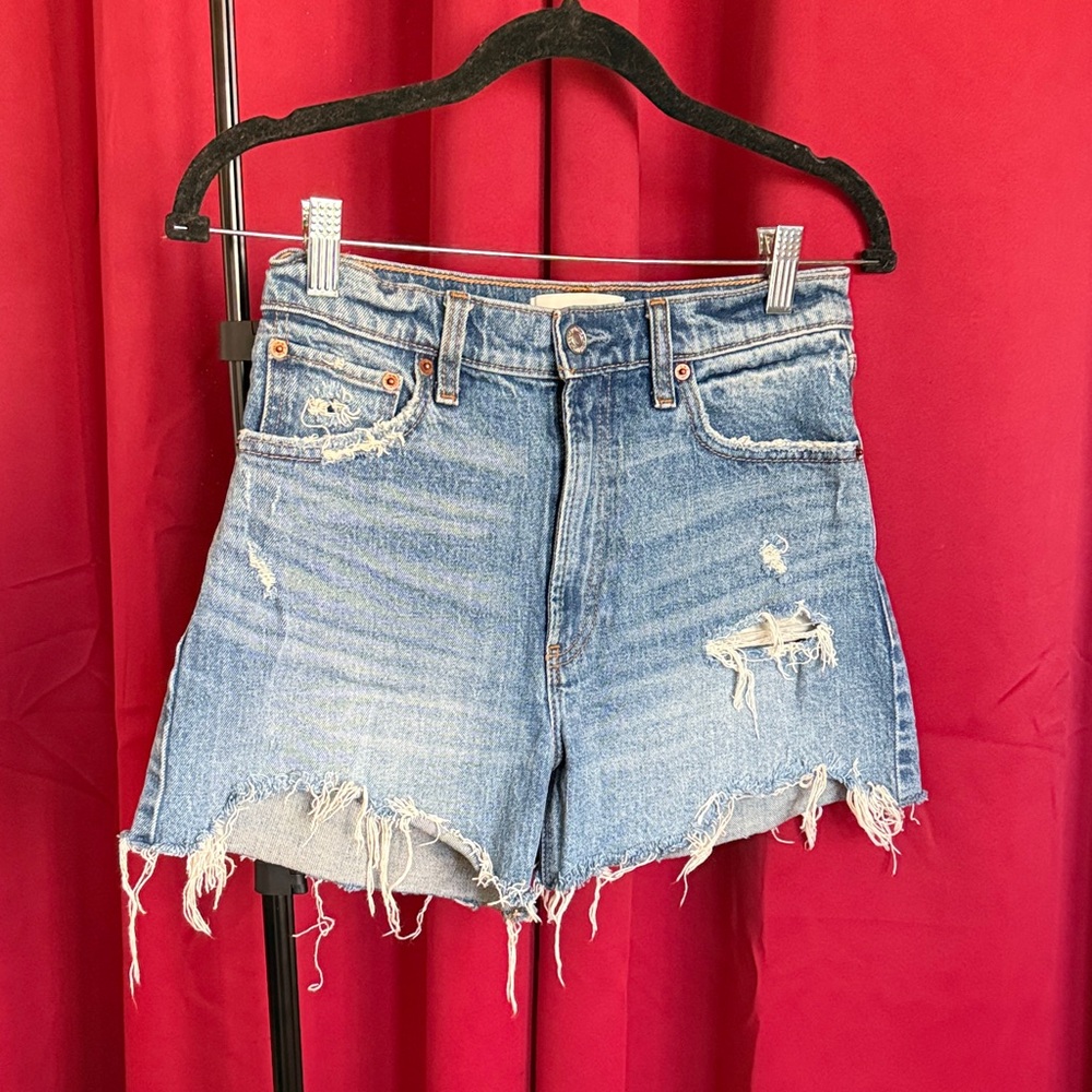 Abercrombie & Fitch Distressed Light Blue Jean Shorts